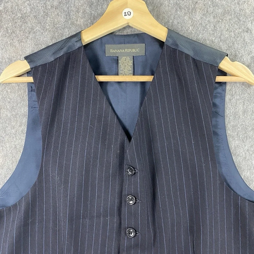 Banana Republic Waistcoat Medium Cashmere‎ Merino Wool Blend Striped Vintage Y2K